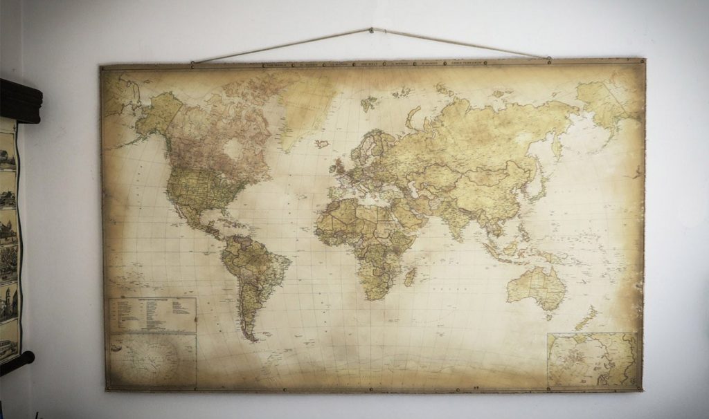 Retractable world map